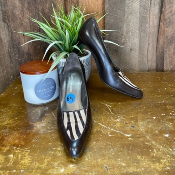 Franco Barbieri Italian Leather Zebra Print Heel - Size 6 1/2 - Picture 4 of 9